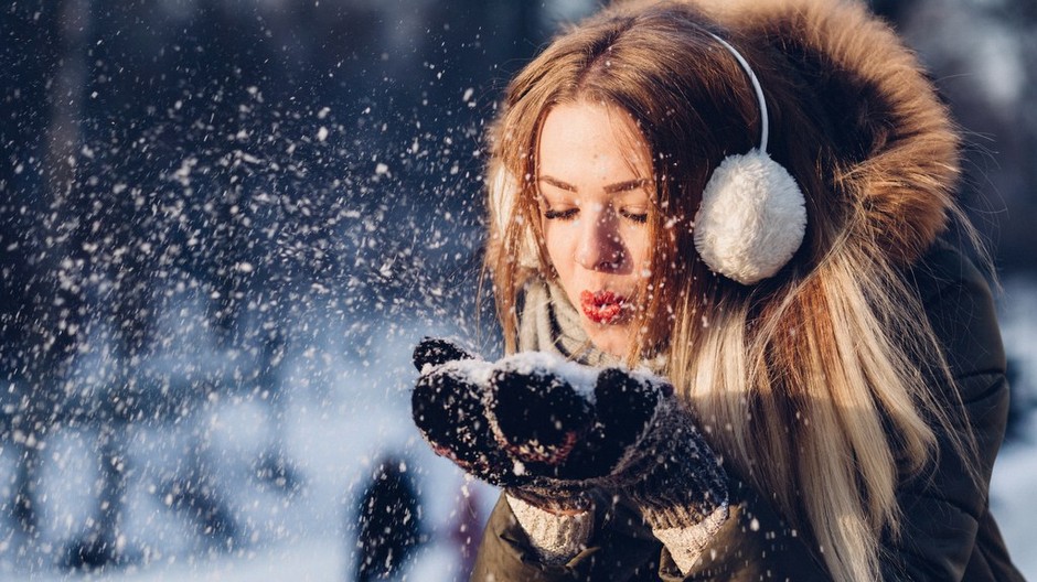 žena, zima