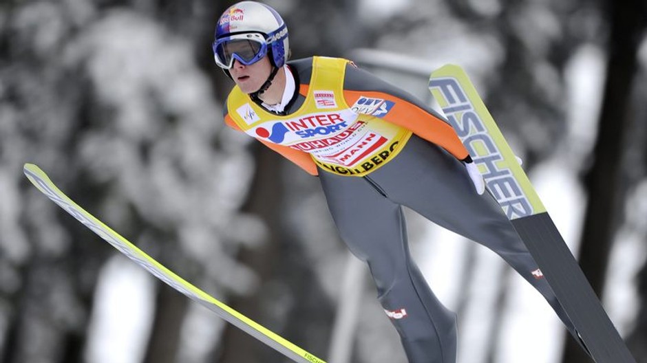 Thomas Morgenstern na mostíku v Engelbergu