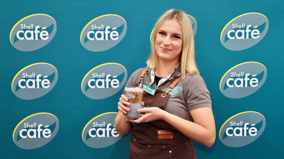 1 - Shell Café Barista Cup 1st place winner Viktória Macaláková with signature drink landscape