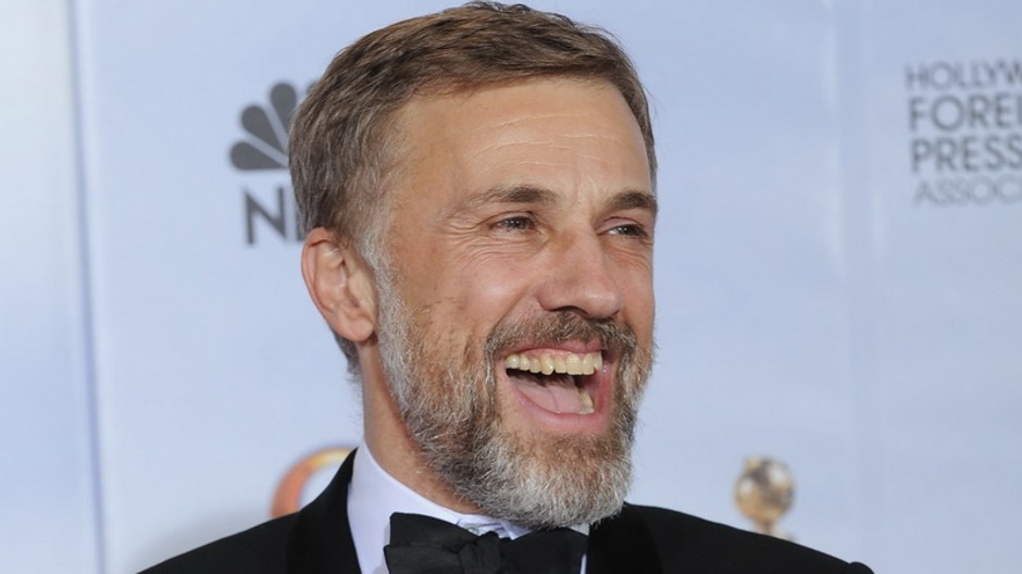 Christoph Waltz, herec, detail, hlava, široký úsmev