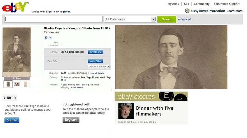 Nicolas Cage ako upír, fotografia