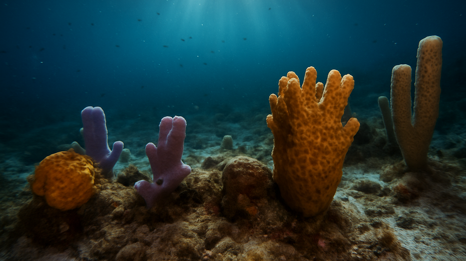 Farebné morské huby na dne oceánu ako prvé známe živočíchy na Zemi