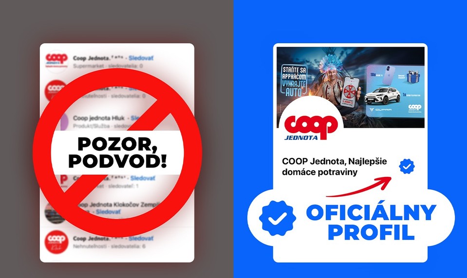 Pozor: Nenaleťte na falošné profily vydávajúce sa za COOP Jednotu