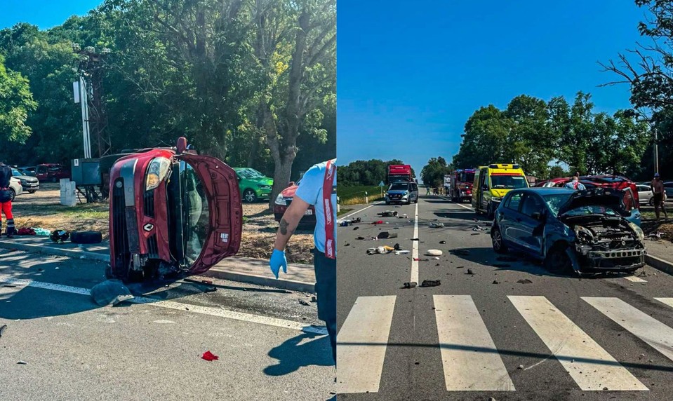 Vážna nehoda pri Trebišove: Auto sa prevrátilo, cestu uzavreli