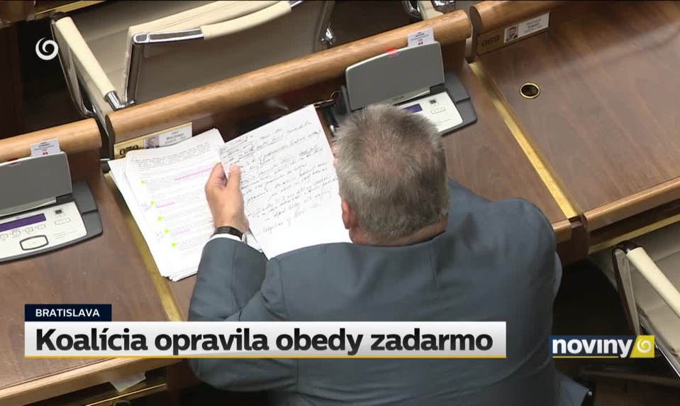 Koalícia opravila obedy zadarmo