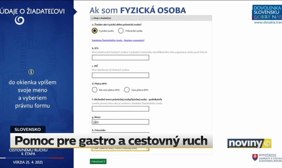 Pomoc pre gastro a cestovný ruch