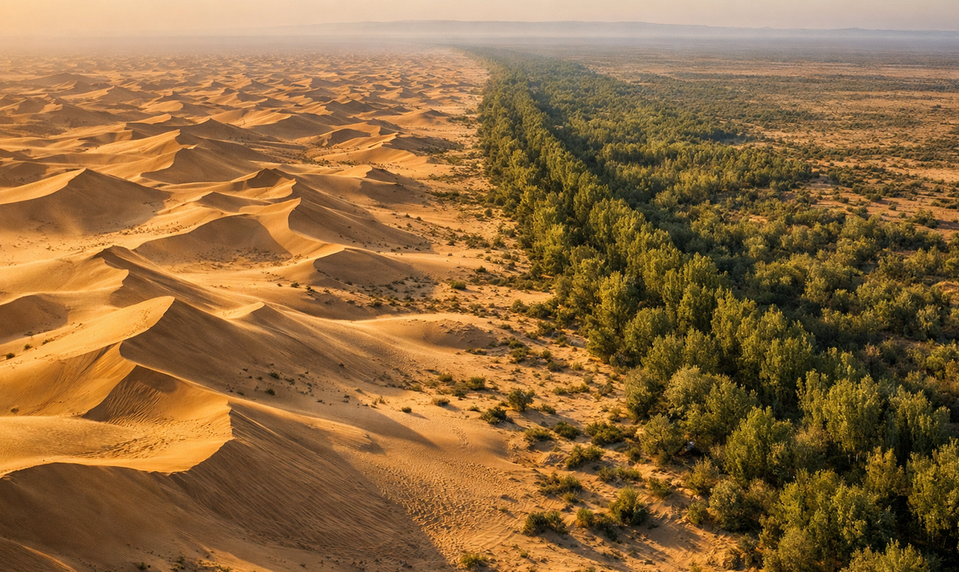 Čína postavila nový „Veľký múr“: Nie z kameňa, ale zo stromov