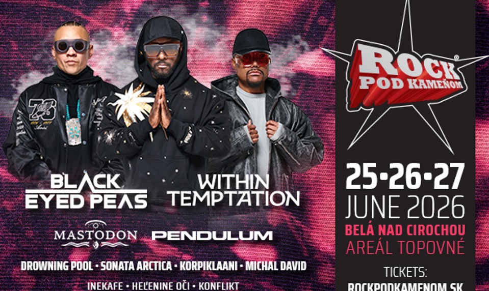 Black Eyed Peas vystúpia na festivale Rock pod Kameňom 2026