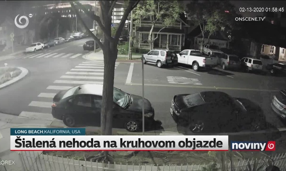 Šialená nehoda na kruhovom objazde
