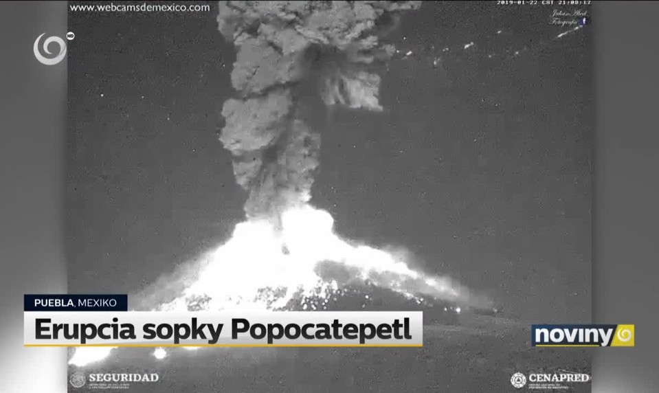 Erupcia sopky Popocatepetl