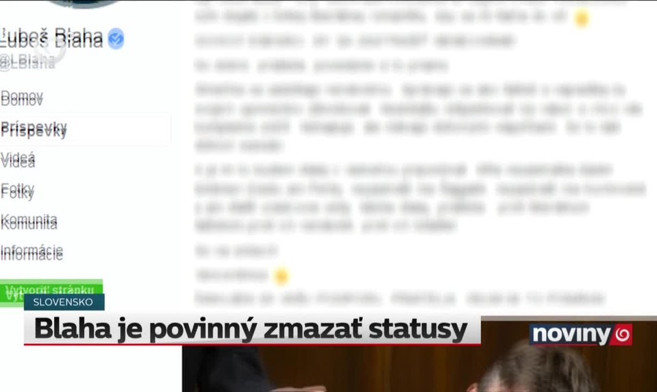 Blaha je povinný zmazať statusy