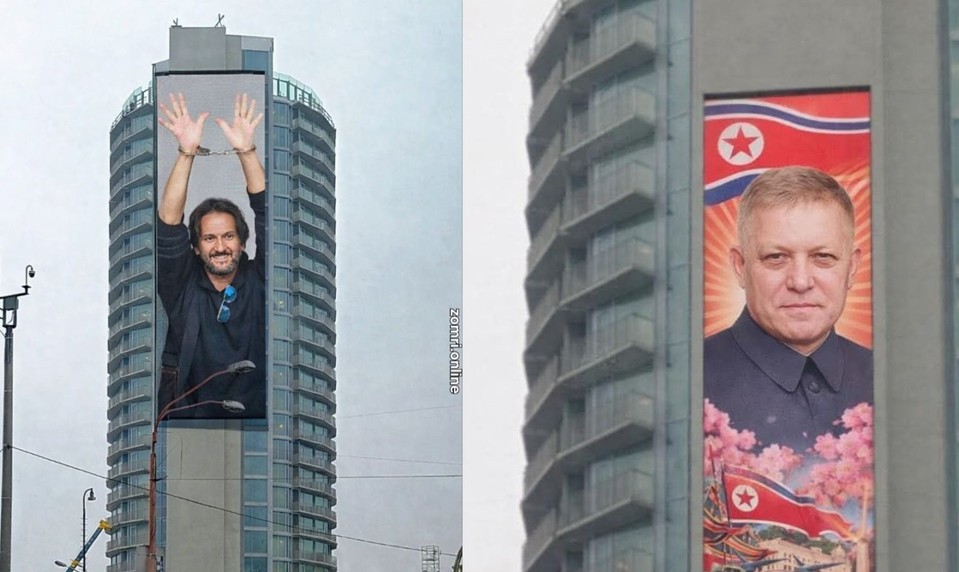 Kaliňák v putách a Fico ako Kim Čong-un: Vtipné obrázky ako reakcia na LED-obrazovku Kukurice