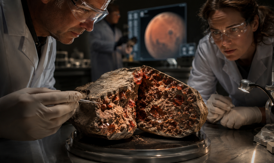 V marťanskom meteorite prvýkrát objavili granát