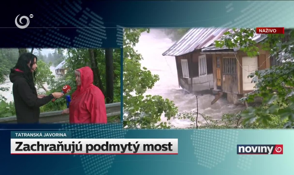 Voda podmyla chatu aj most