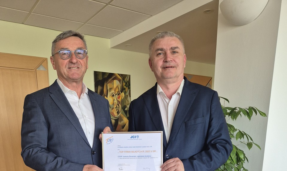 Opäť bodujeme u mladých. COOP Jednota je TOP firma mladých 2025