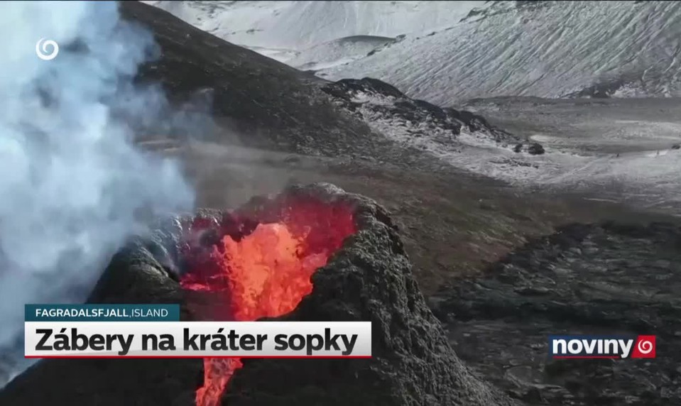 Zábery na kráter sopky