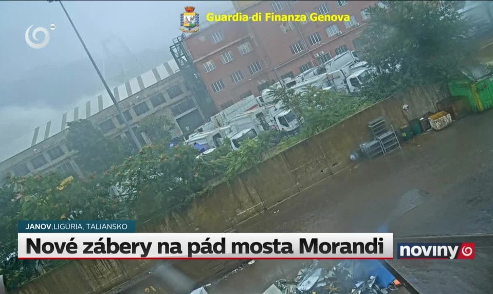 Nové zábery na pád mosta Morandi
