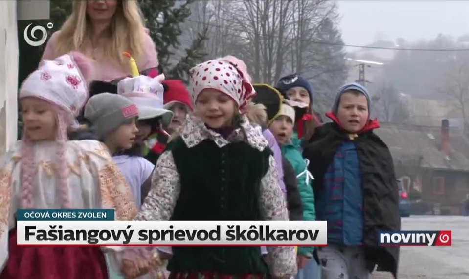 Fašiangový sprievod škôlkarov