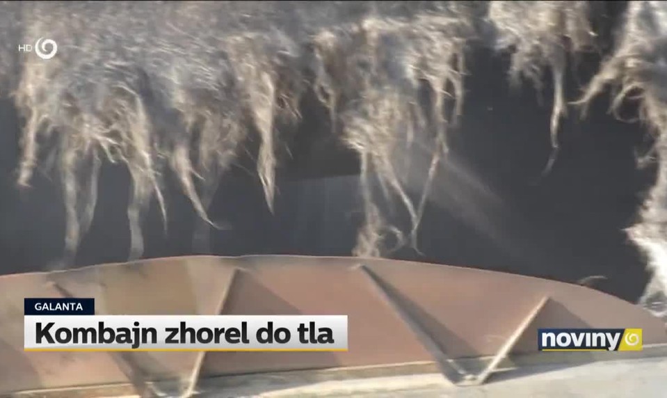 Kombajn zhorel do tla
