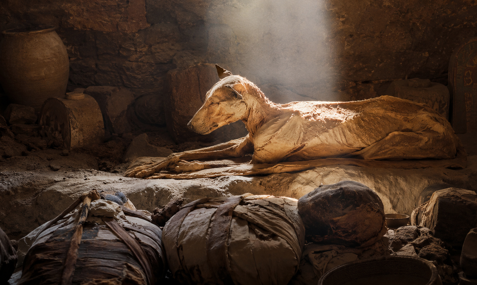 Archeológovia objavili v egyptskej hrobke šestnásť múmií a psa