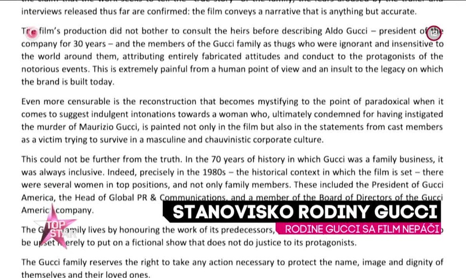 RODINE GUCCI SA FILM NEPÁČI