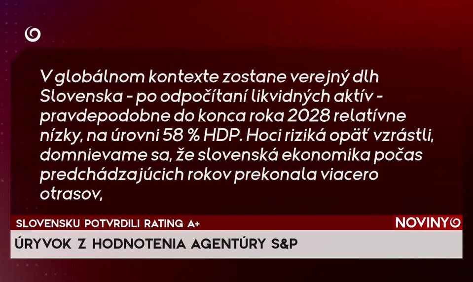 SLOVENSKU POTVRDILI RATING A+