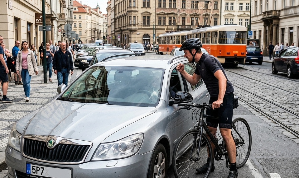 Myslel si, že mu vodič nedal prednosť. Cyklista mu dal facku a rozbil sklo auta