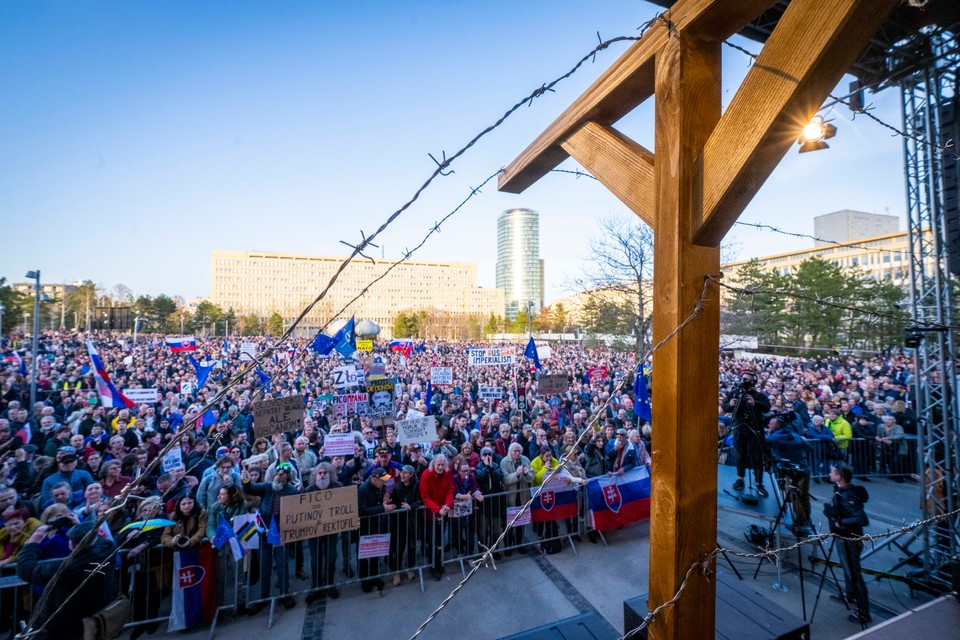 Protestné zhromaždenie Slovensko je Európa v Bratislave