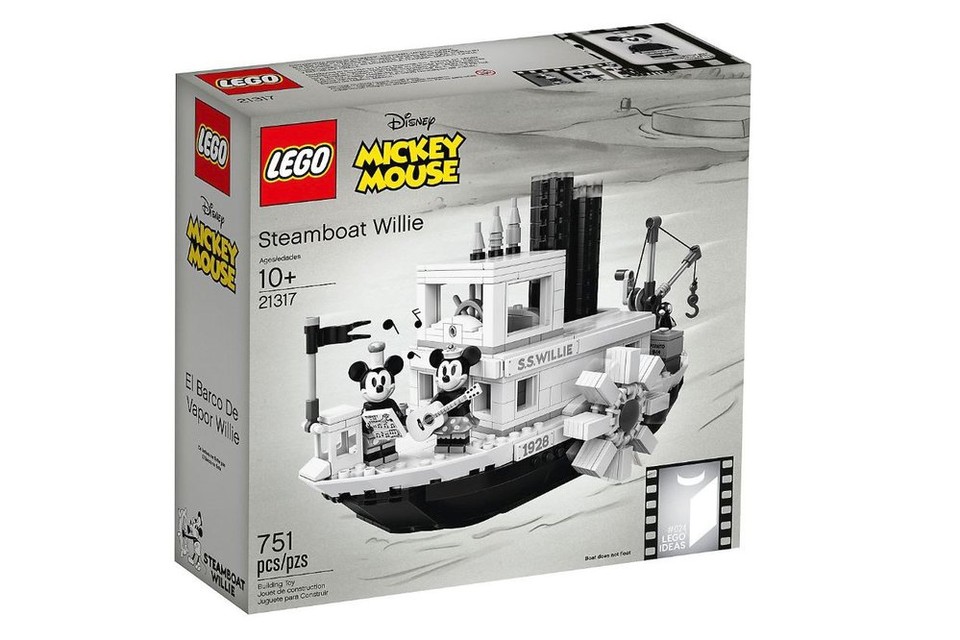 Čierno-biele Lego s Mickey Mousom odkazujúce na rok 1928