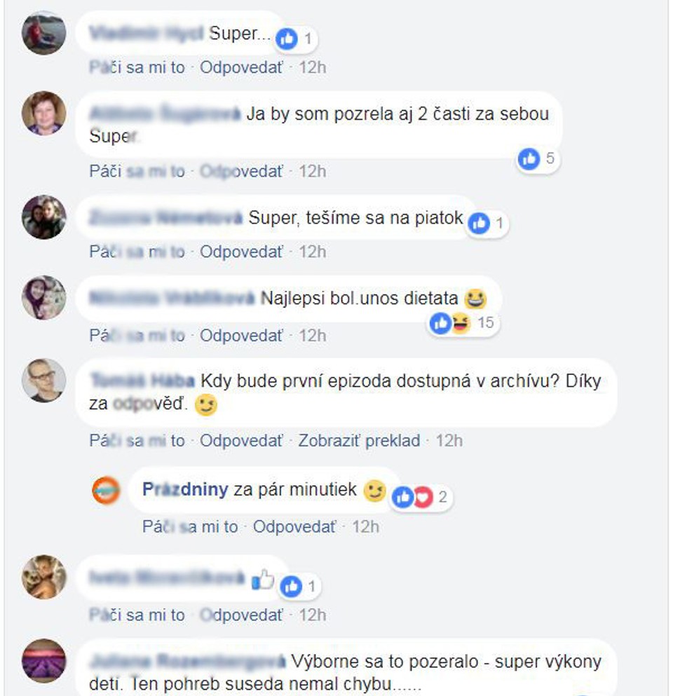 Prázdniny - Pozitívne reakcie na FB 