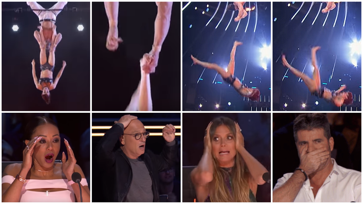 Hrozivý pád v Talente: Akrobatka spadla z obrovskej výšky a všetci zostali v šoku!