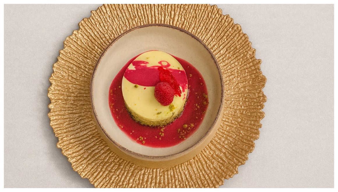 DEZERT - Macha korpus s kadaif, pistáciová pasta, biela čokoláda