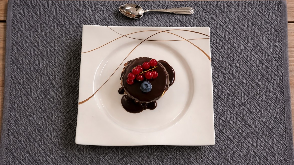 Nahé tortičky s višňovým coulis a čokoládovým mascarpone krémom